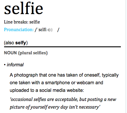 Definition of selfie according to Oxford Dictionary